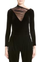 Women's Armani Collezioni Tulle Neck Velvet Top