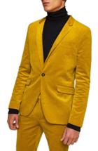 Men's Topman Corduroy Super Skinny Suit Jacket R - Yellow