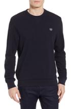 Men's Fred Perry Waffle Crew Sweatshirt - Blue