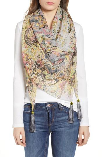 Women's Etro Bombay Print Silk Chiffon Scarf With Tassels