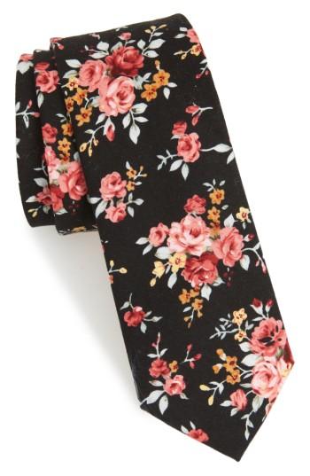 Men's 1901 Knapp Floral Cotton Tie, Size - Black