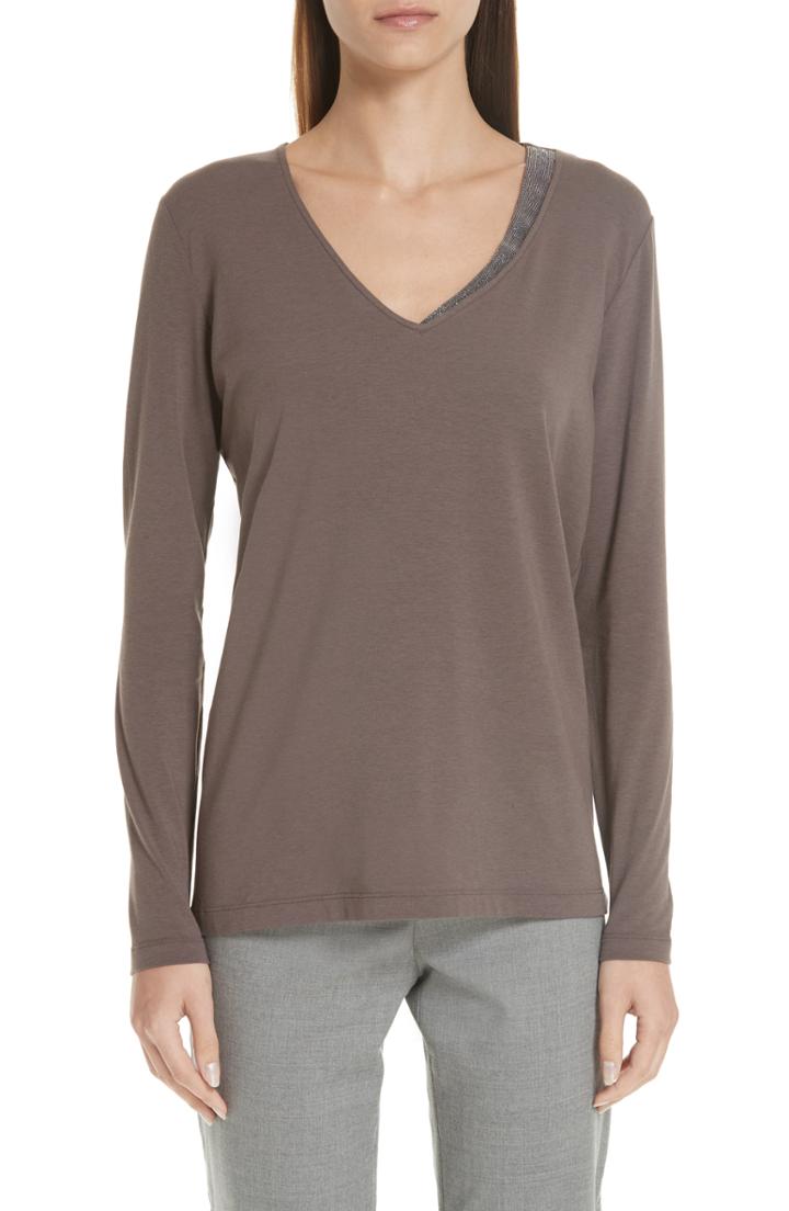 Women's Fabiana Filippi Beaded Cotton Blend Sweater Us / 42 It - Purple
