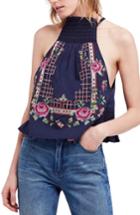 Women's Free People Honey Pie Embroidered Tank - Blue