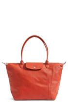 Longchamp Le Pliage Cuir Leather Tote - Red