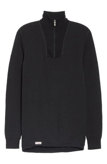 Men's Woolpower Zip Turtleneck 200 Quarter Zip Pullover - Black