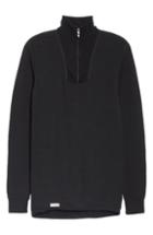 Men's Woolpower Zip Turtleneck 200 Quarter Zip Pullover - Black