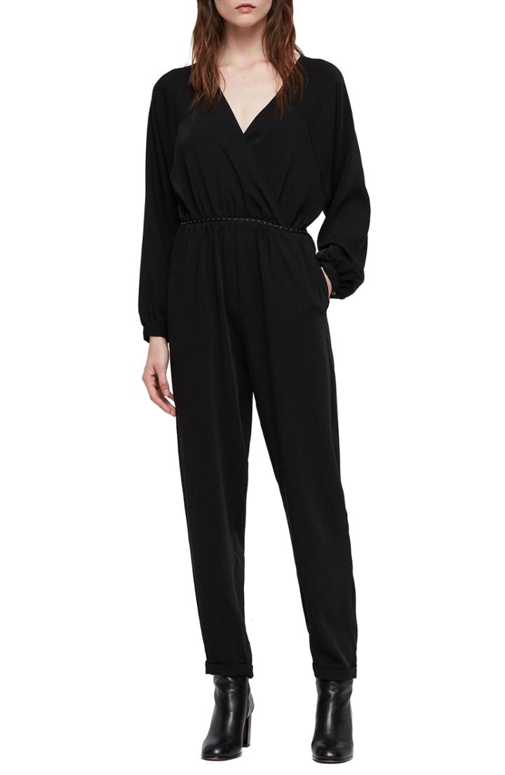 Women's Allsaints Molli V-neck Jumpsuit - Black