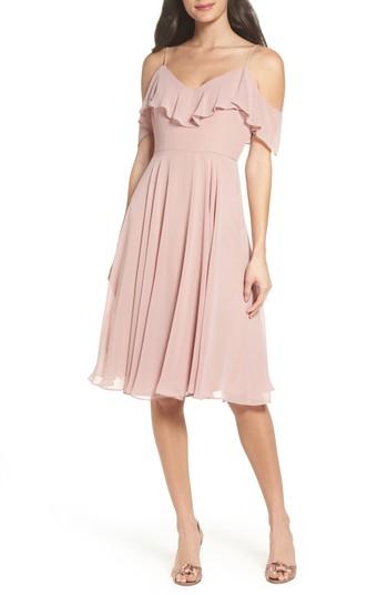 Women's Jenny Yoo Kelli Cold Shoulder Chiffon Dress - Pink