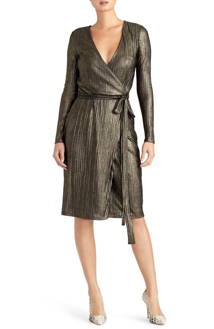 Women's Rachel Roy Collection Pleated Metallic Wrap Dress - Metallic