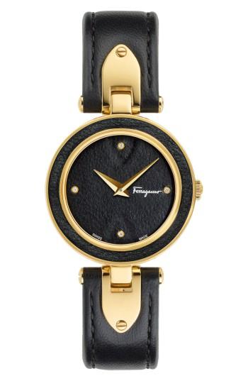 Men's Salvatore Ferragamo Giglio Leather Strap Watch, 32mm