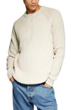 Men's Topman Mixed Stitch Classic Crewneck Sweater - Beige