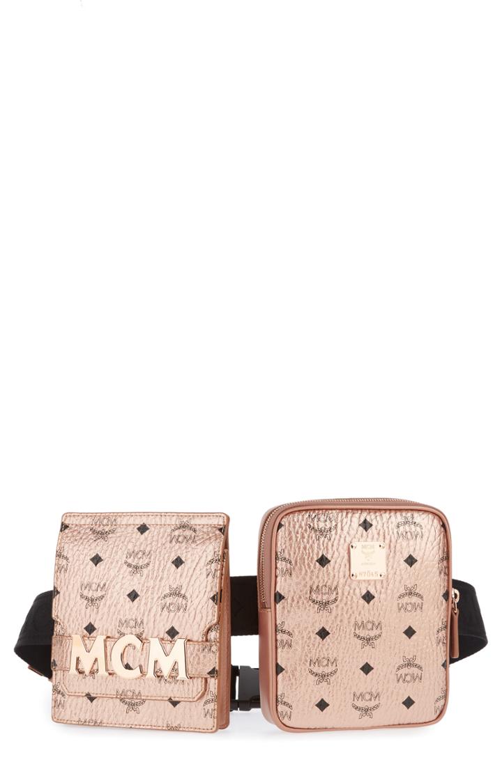 Mcm Stark Canvas Double Belt Bag -