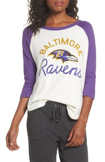 Women's Junk Food Nfl Baltimore Ravens Raglan Tee, Size - White