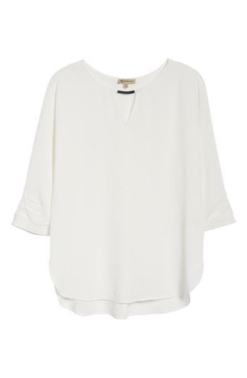 Women's Wit & Wisdom Embellished Neck Top - White