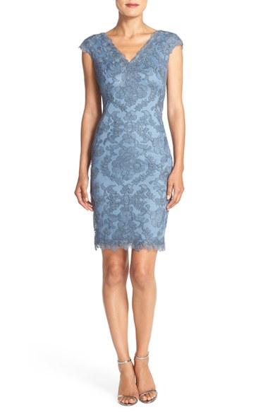 Women's Tadashi Shoji Embroidered Tulle Sheath Dress