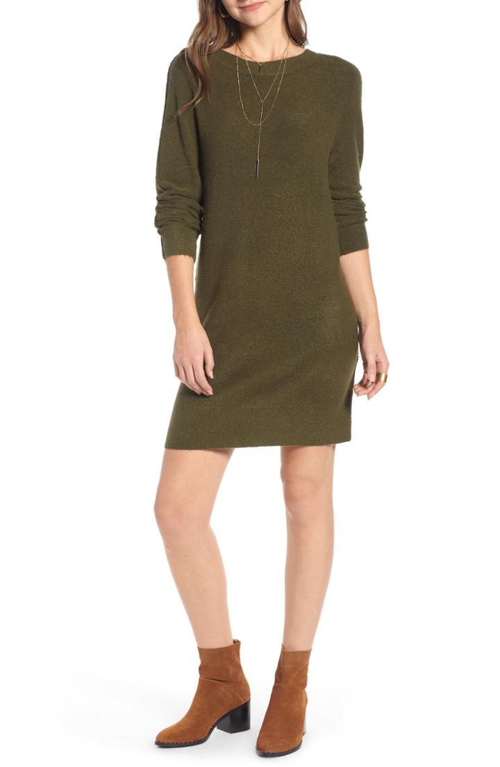 Women's Treasure & Bond Cozy Sweater Dress, Size - Green
