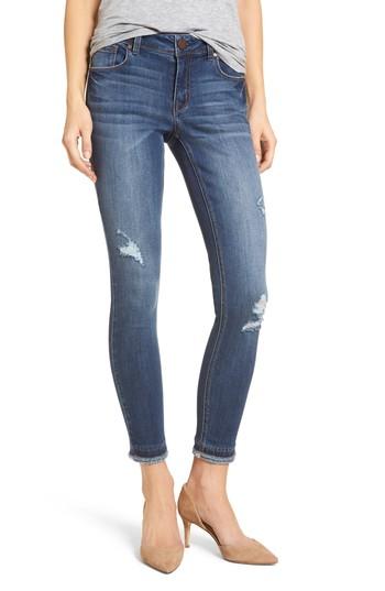 Women's 1822 Denim Double Fray Hem Skinny Jeans - Blue