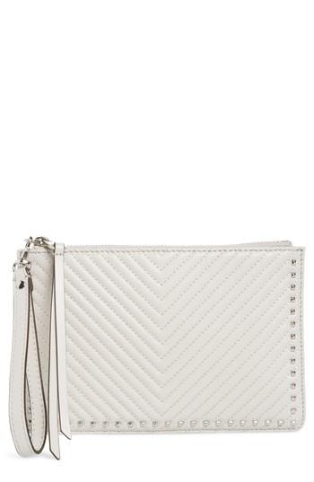 Rebecca Minkoff Quilted Leather Wristlet Pouch - Ivory
