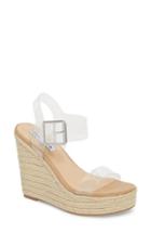 Women's Steve Madden Splash Transparent Strap Wedge Sandal .5 M - Beige