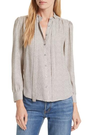 Women's Rebecca Taylor Sprinkle Dot Silk Blouse - Beige