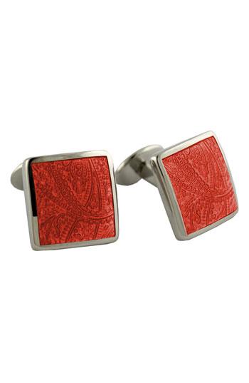 Men's David Donahue 'paisley Orange' Sterling Silver Cuff Links