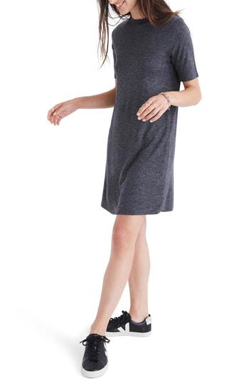 Women's Madewell Mock Neck Boxy T-shirt Dress - Black