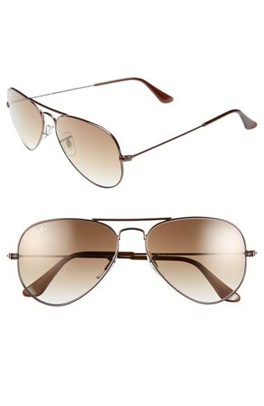 Women's Ray-ban Small Original 55mm Aviator Sunglasses - Brown