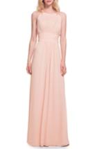 Women's #levkoff Low Back Pleated Chiffon Gown - Pink