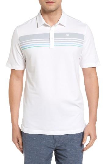 Men's Travis Mathew Bunn Stripe Front Polo - White