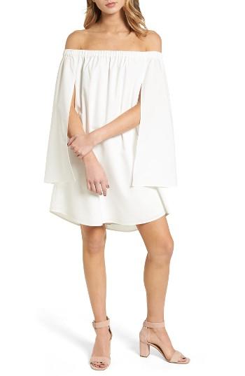 Women's Trouve Off The Shoulder Cape Dress, Size - White