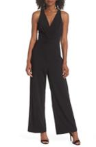 Women's Maggy London Shirred Crepe Jumpsuit - Black