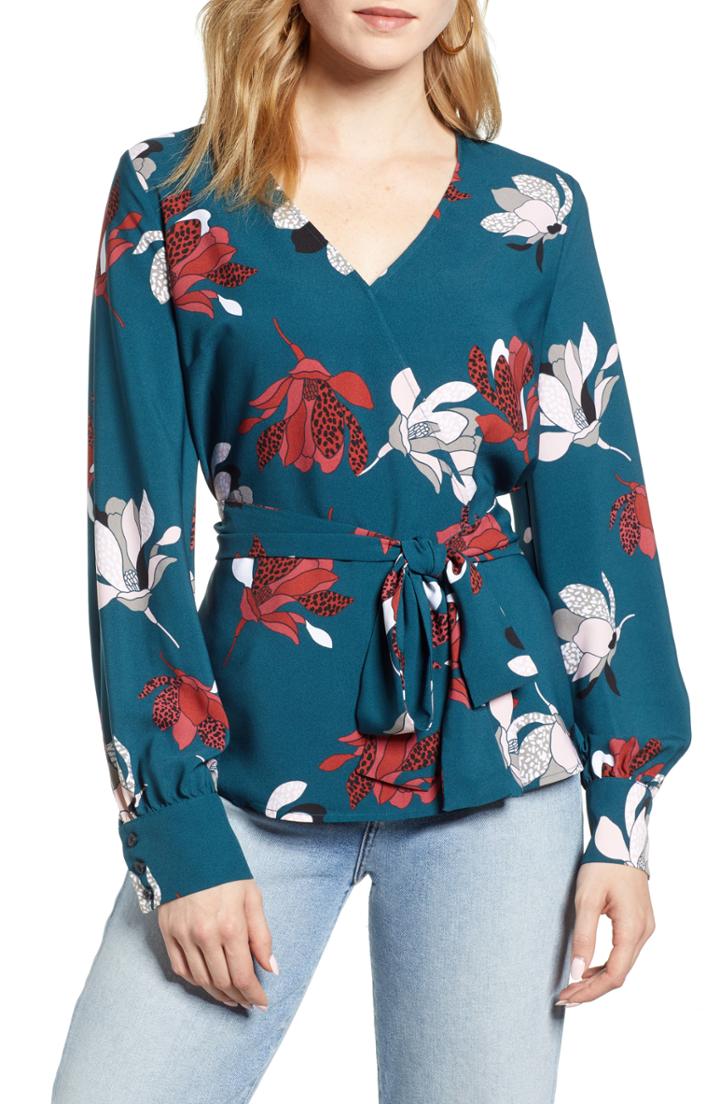 Women's Halogen Surplice Top - Blue/green