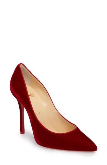 Women's Christian Louboutin Decoltish Velvet Pump .5us / 36.5eu - Red