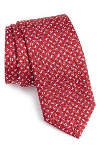 Men's Salvatore Ferragamo Gancio Sail Woven Silk Tie, Size - None
