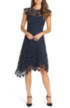 Women's Eliza J Asymmetrical Lace Fit & Flare Dress - Blue