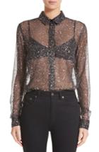 Women's Saint Laurent Meterorite Print Blouse Us / 34 Fr - Black