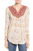 Women's Lucky Brand Embroidered Bib Knit Top