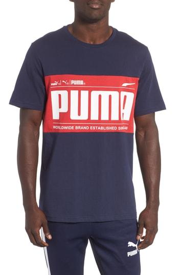Men's Puma Graphic Logoblock T-shirt - Blue
