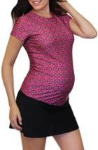 Women's Mermaid Maternity Short Sleeve Maternity Rashguard - Pink