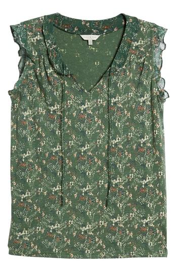 Women's Lucky Brand Floral Print Flutter Sleeve Top - Green