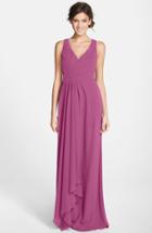 Women's Monique Lhuillier Bridesmaids Sleeveless V-neck Chiffon Gown - Pink