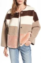 Women's Eliza J Faux Shearling & Faux Fur Colorblock Jacket - Pink
