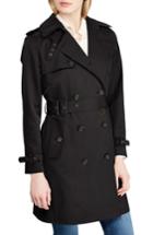 Women's Lauren Ralph Lauren Double Breasted Trench Coat, Size - Black