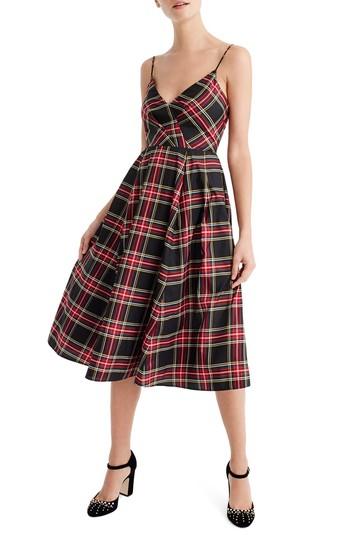 Women's J.crew Spaghetti Strap Stewart Plaid A-line Dress - Red