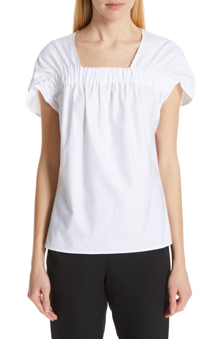 Women's Zero + Maria Cornejo Ruched Cotton Poplin Top
