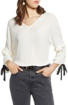 Women's Halogen Ruched Tie Sleeve Top - Ivory