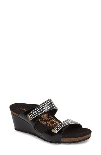 Women's Aetrex Chantel Wedge Sandal Eu - Black