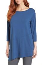 Petite Women's Eileen Fisher Asymmetrical Jersey Top, Size P - Blue
