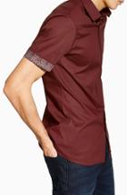 Men's Topman Stretch Skinny Fit Shirt - Burgundy