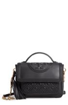 Tory Burch Fleming Quilted Leather Top Handle Satchel - Black